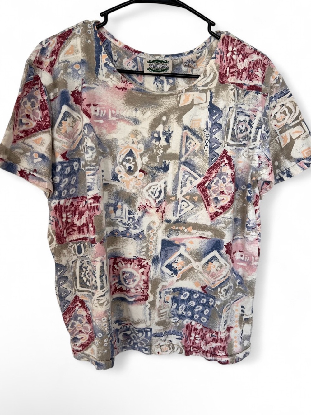 Colorful Abstract Print Short Sleeve Top